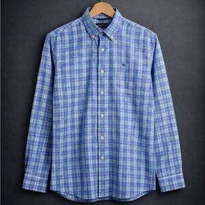 Vineyard Vines Performance Whale Shirt Plaid Button Down Blue Pink XL